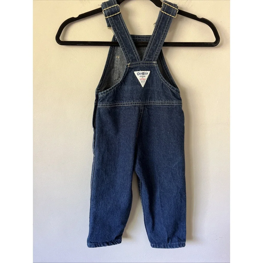 Vintage OshKosh B'Gosh Overalls Size 2T Indigo Blue Vestbak USA Made Pleated